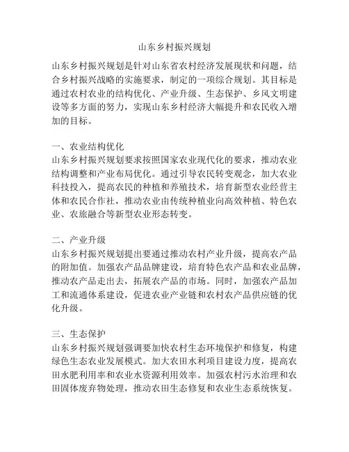 山东乡村振兴规划