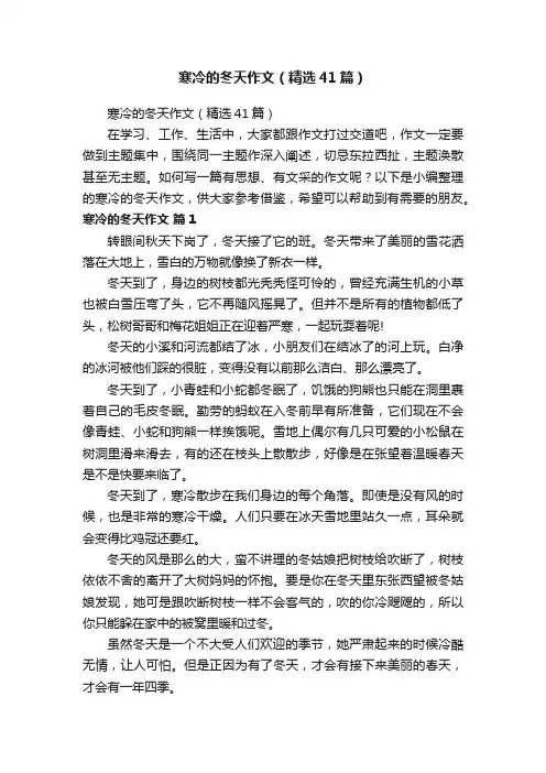 寒冷的冬天作文（精选41篇）