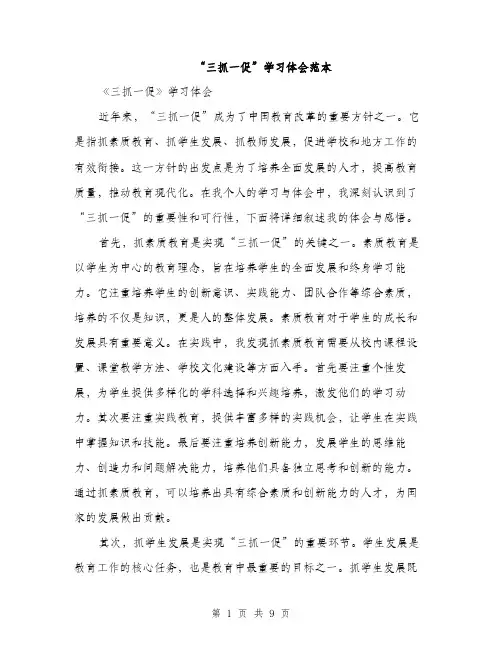 “三抓一促”学习体会范本