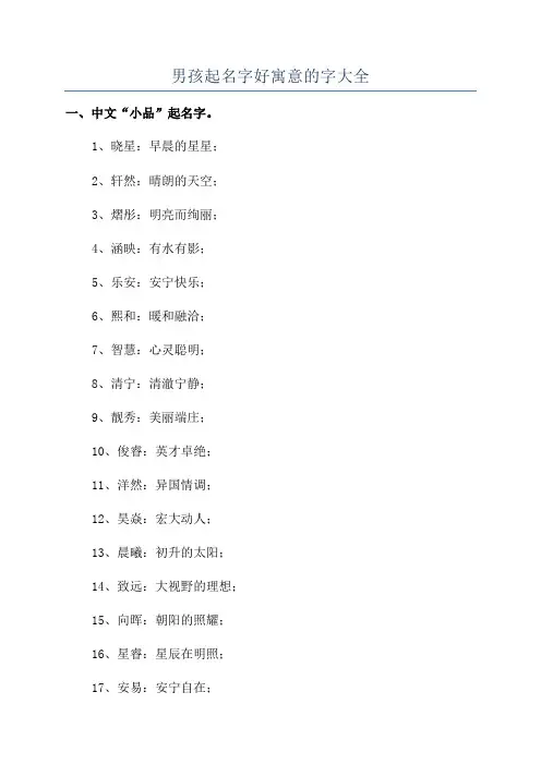 男孩起名字好寓意的字大全