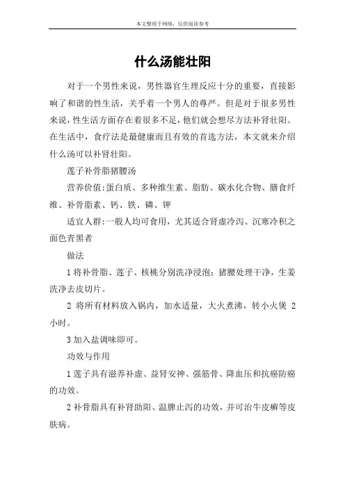 什么汤能壮阳