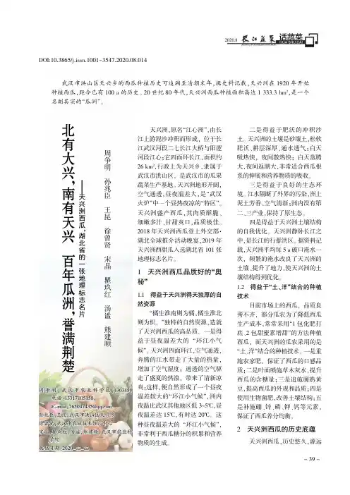 北有大兴,南有天兴百年瓜洲,誉满荆楚——天兴洲西瓜,湖北省的一张地理标志名片