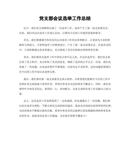 党支部会议选举工作总结