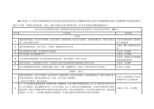 专家意见修改对照表
