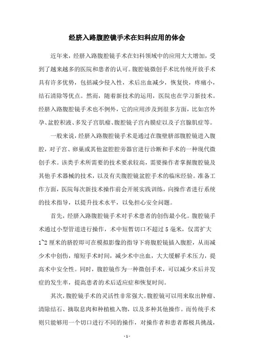经脐入路腹腔镜手术在妇科应用的体会