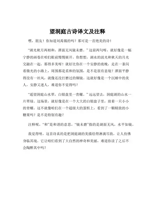 望洞庭古诗译文及注释