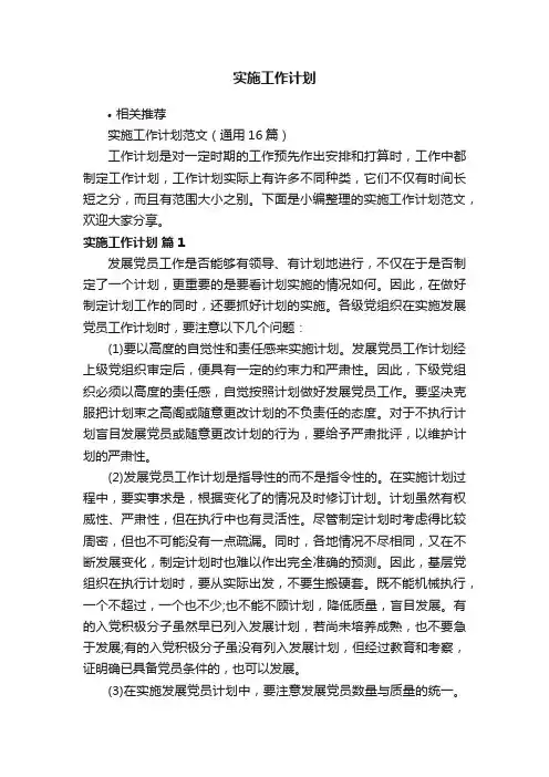 实施工作计划