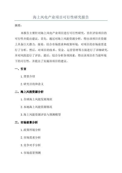 海上风电产业项目可行性研究报告