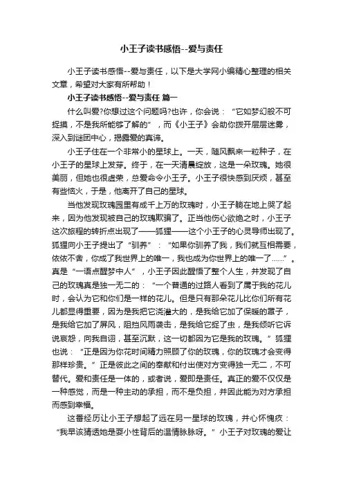 小王子读书感悟--爱与责任