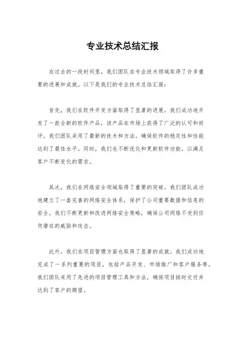 专业技术总结汇报
