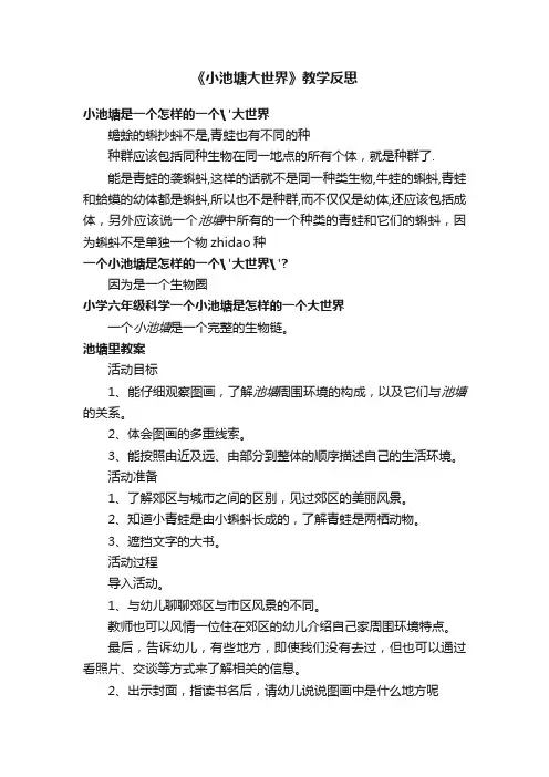 《小池塘大世界》教学反思