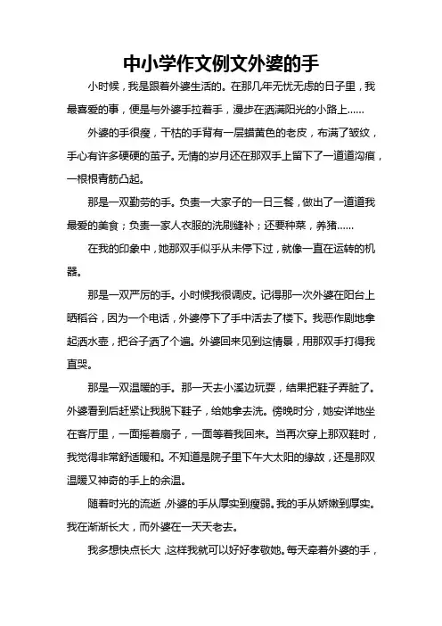 中小学作文例文外婆的手