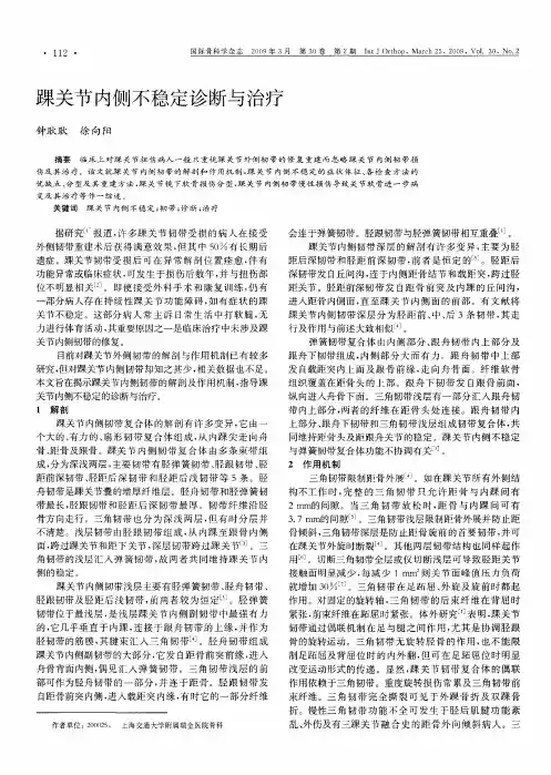 踝关节内侧不稳定诊断与治疗