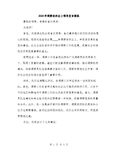 2024年调解组织会上领导发言模板(二篇)