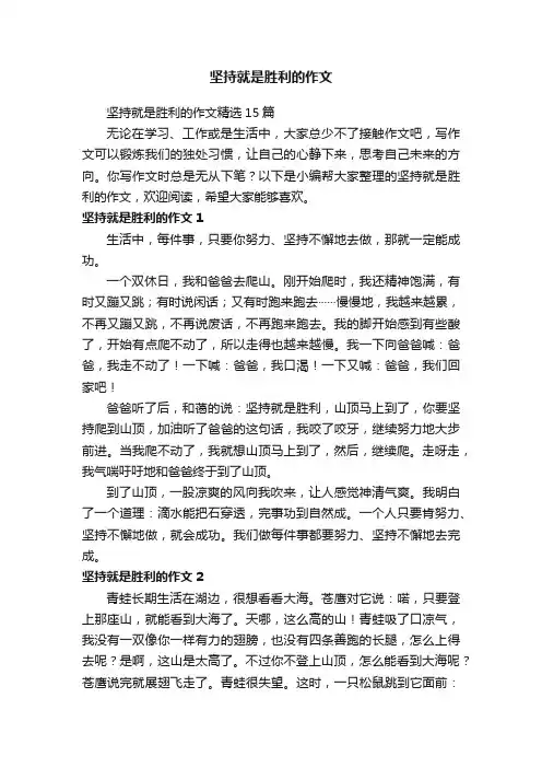 坚持就是胜利的作文精选15篇