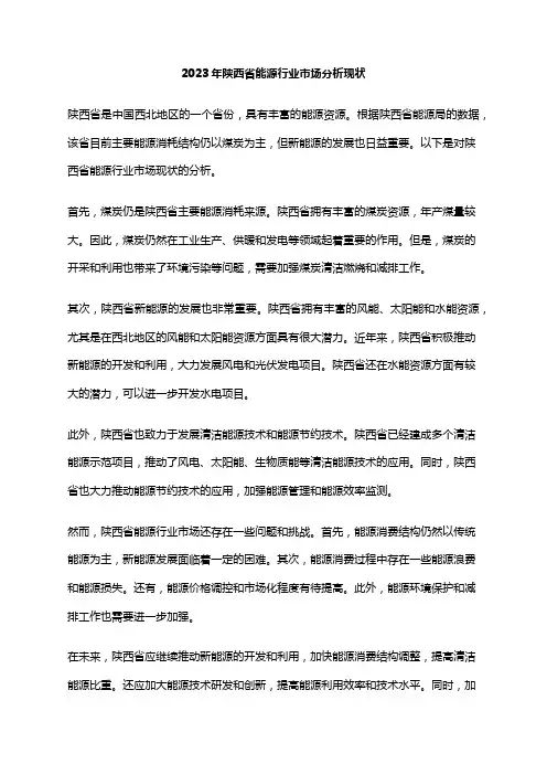2023年陕西省能源行业市场分析现状
