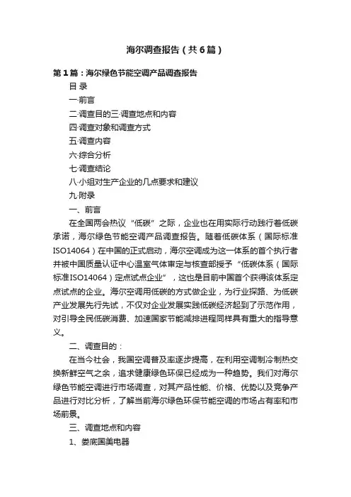 海尔调查报告（共6篇）