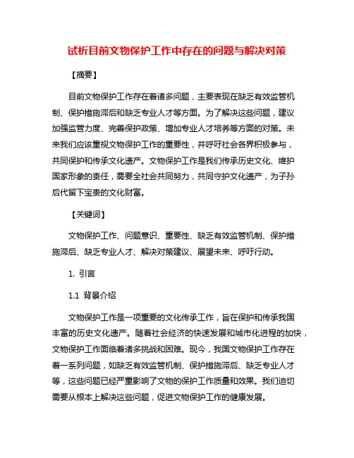 试析目前文物保护工作中存在的问题与解决对策