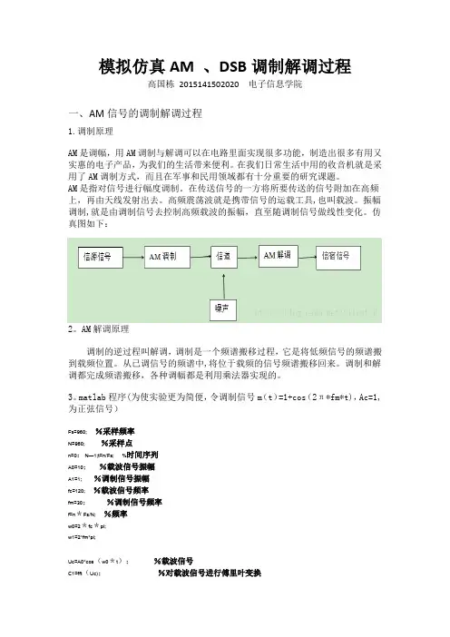 模拟仿真AM-、DSB调制解调过程【范本模板】