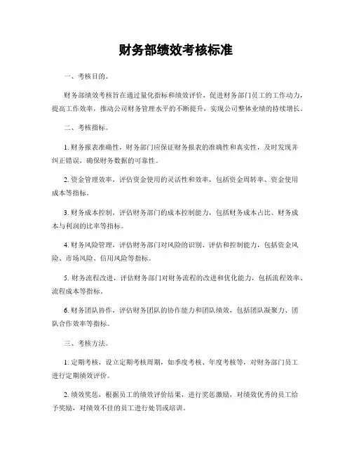 财务部绩效考核标准