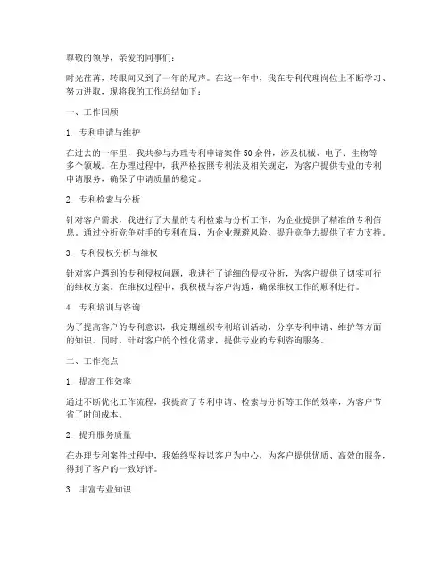 专利代理_工作总结范文