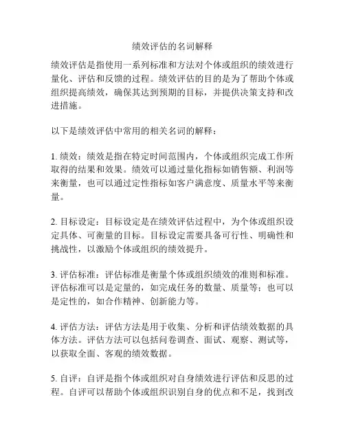 绩效评估的名词解释