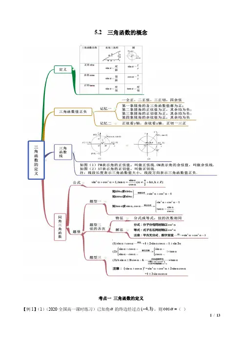 三角函数的概念(精讲)(解析版)