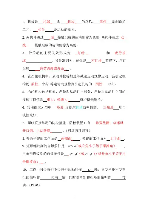 机械设计复习资料(全面)