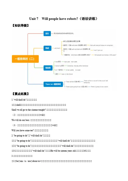 Unit 7 语法思维导图及专练(原卷版)-2023-2024学年八年级英语上册基础知识专项讲练(人