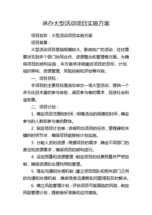 承办大型活动项目实施方案
