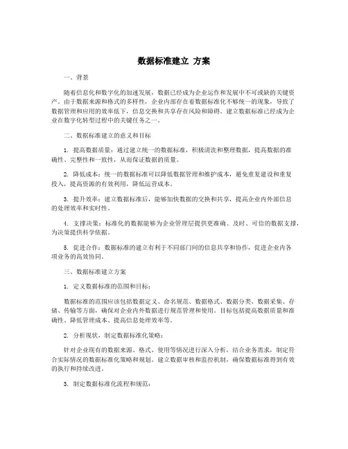 数据标准建立 方案