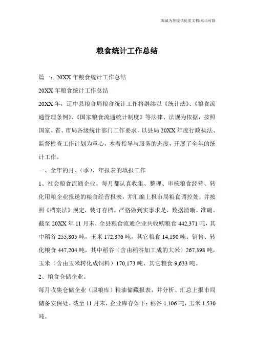 粮食统计工作总结
