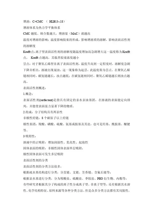 表面活性剂的CMC