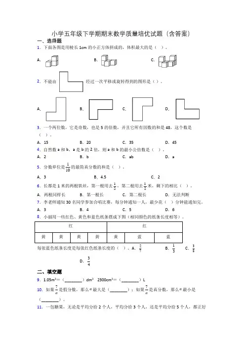 小学五年级下学期期末数学质量培优试题(含答案)