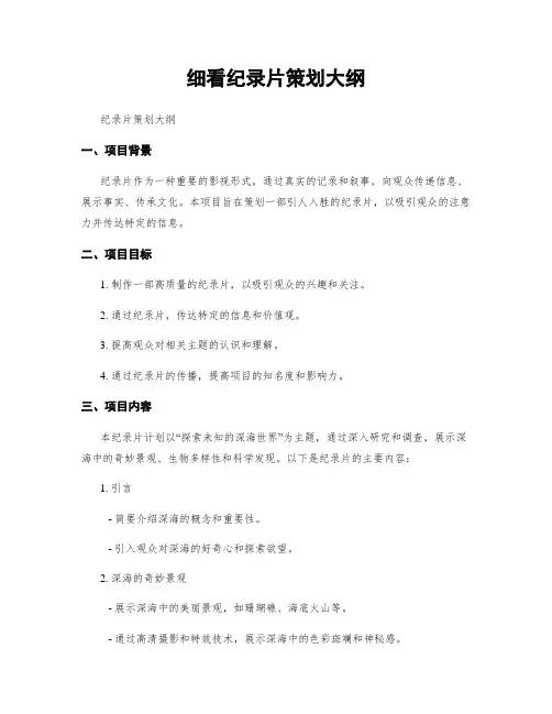 细看纪录片策划大纲