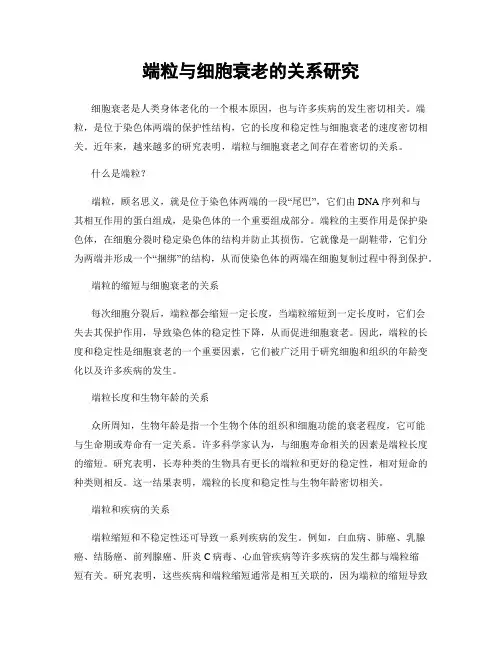 端粒与细胞衰老的关系研究