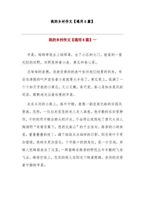 我的乡村作文【通用6篇】