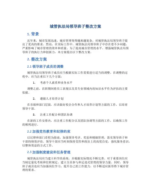 城管执法局领导班子整改方案