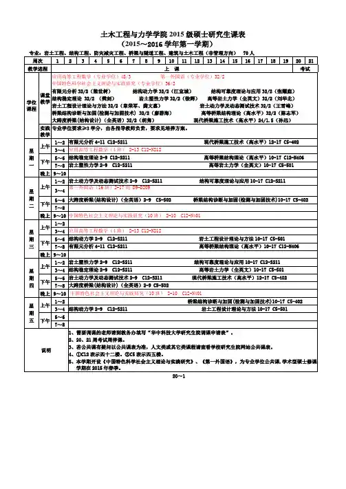 华中科技大学土木学院2015-2016-1研究生课表