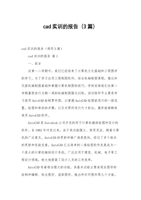 cad实训的报告(3篇)