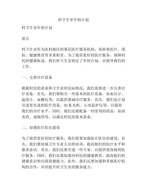 村卫生室年初计划