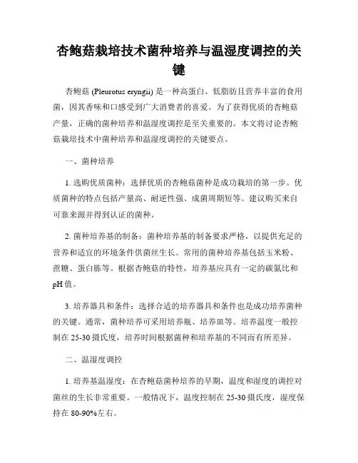 杏鲍菇栽培技术菌种培养与温湿度调控的关键