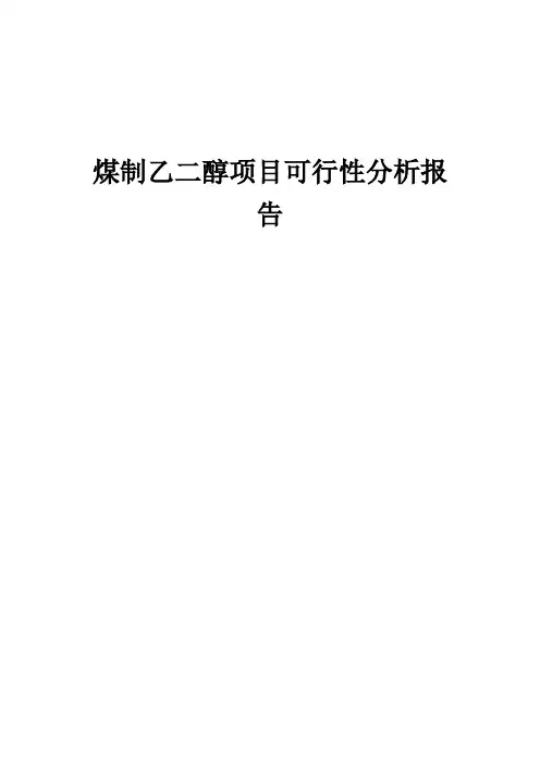 2024年煤制乙二醇项目可行性分析报告