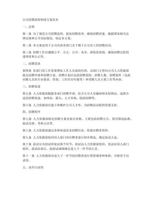 公司招聘流程制度方案范本