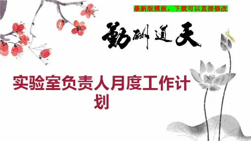 实验室负责人月度工作计划