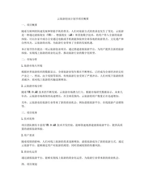 云旅游创业计划书项目概要