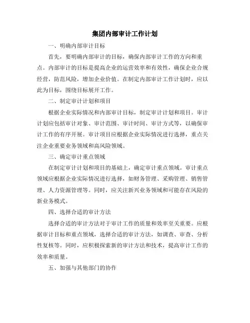 集团内部审计工作计划