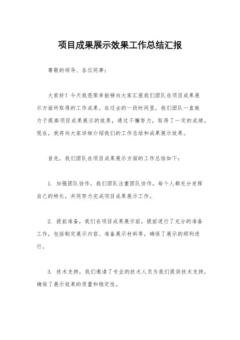 项目成果展示效果工作总结汇报