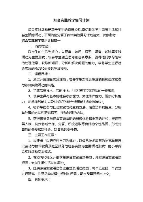 综合实践教学复习计划