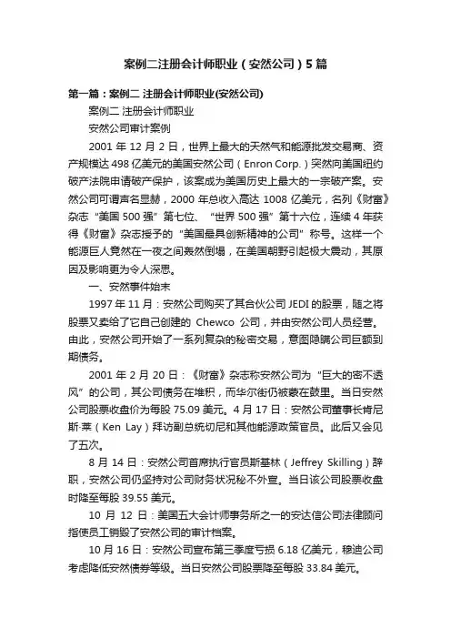 案例二注册会计师职业（安然公司）5篇